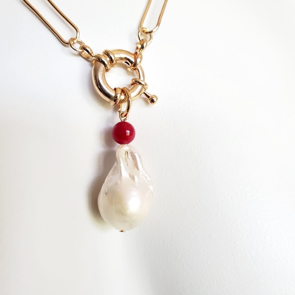 Boho Asymmetric Rough Pearl Necklace - Gold change - Picture 2 of 12